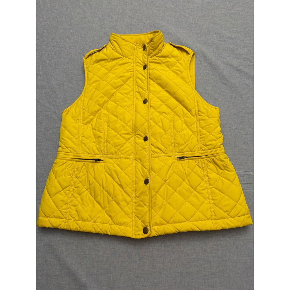 Talbots Petites Yellow Quilted Fleece Lined Vest Women Medium Petite